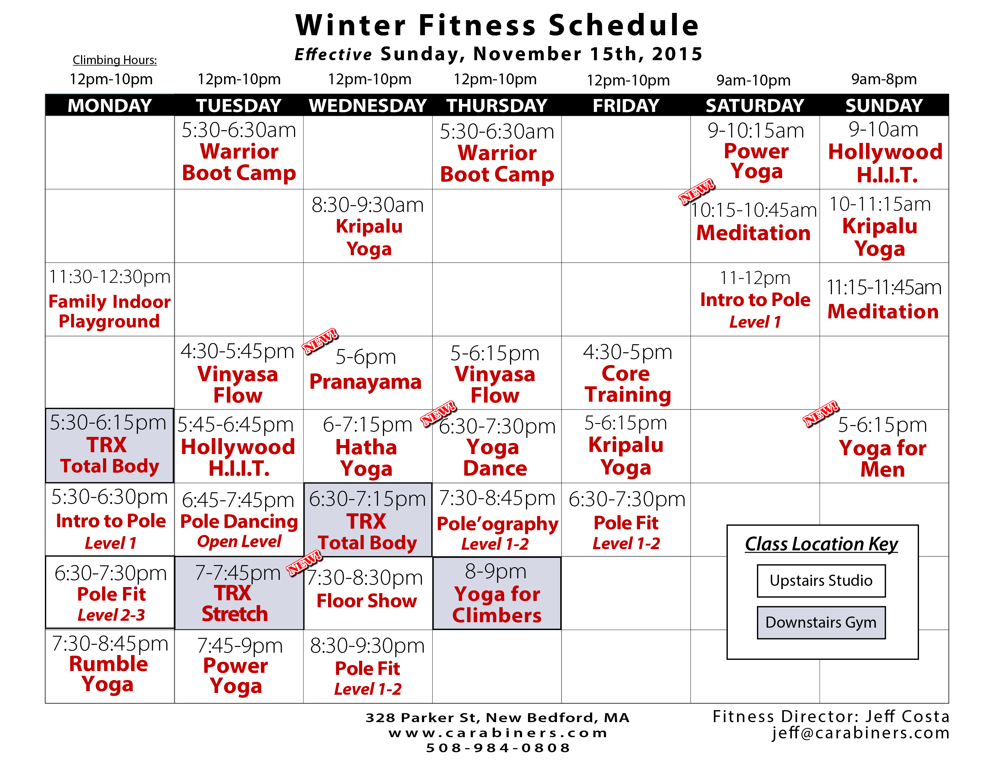 winter fitness schedule 2015